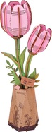 RoboTime 3D drevená skladačka Ružový tulipán