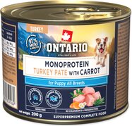 Konzerva Ontario Puppy monoprotein morčacie paté s mrkvou 200g