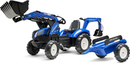 Falk Šliapací traktor 3090Y New Holland T8 elülső rakodóval és pótkocsival kék