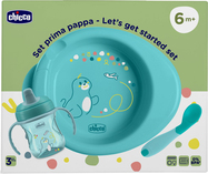 CHICCO Startni set - tanjur, bočica i žličica blue 6m+