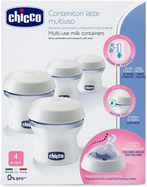 CHICCO Zásobníky viacúčelové na materské mlieko s fľaškovou násadkou Natural Feeling, 4ks