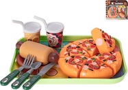 Fast food pizza na suchý zips, hotdog a nápoje 2ks s podnosom 26x19cm
