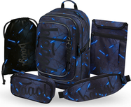 BAAGL SET 5 Cubic Flash: Rucksack, Federmäppchen, Beutel, Gürteltasche, Notebookhülle GRS