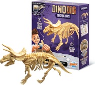 Dinodig vykopávka a kostra Triceratops
