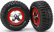 Traxxas roue 2.2/3.0", jante SCT argent-rouge, pneu KM2 (2) (avant 2WD)