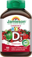 Jamieson Vitamina D3 Kids 400 IU tabletas masticables con sabor a fresa para niños 100tbl.