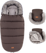 PETITE&amp;MARS Ensemble de chancelière d'hiver Comfy 4 en 1 + gants pour poussette Furry Rich Brown
