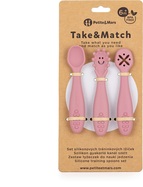 PETITE&amp;MARS Set 3 ks silikónových tréningových lyžičiek Take&amp;Match Dusty Rose 6m+