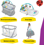 BABY EINSTEIN Postieľka s ohrádkou na hranie a klavírom 3v1 Kick &amp; Snooze™ 0m+