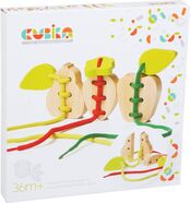 CUBIKA 14811 Ovocie - sada 3 drevených šnurovacích hračiek - 6 drevených prvkov, 3 šnúrky