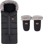 PETITE&amp;MARS Ensemble de sac d'hiver Arctic 4en1 + gants pour poussette Fjora Forever Black