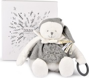 Doudou Darčeková sada Plyšový ľadový medvedík s krúžkom 30 cm sivý