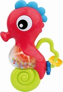 Hrkálka Baby Mix s melódiou morský koník červený