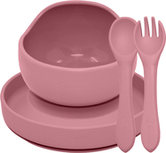 PETITE&amp;MARS Set jedálenský silikónový TAKE&amp;MATCH 3 ks Dusty Rose 6m+