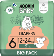 Moomin Baby 6 Maxi 12-24 kg (51 ks), eko plienky