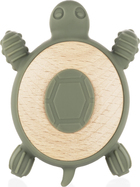 Silikónové drevené hryzátko Turtle, Forest Green