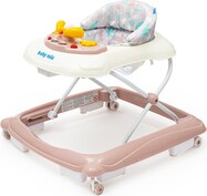 Detské chodítko Baby Mix s volantom a silikónovými kolieskami ružové