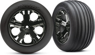 Traxxas roue 2.8", jante All-Star chrome noir, pneu Ribbed (2) (avant)