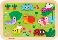 Janod Puzzle en bois à encastrer pour les tout-petits Jardin Chunky