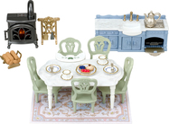 Sylvanian Families Möbel - elegantes Esszimmer mit Kamin
