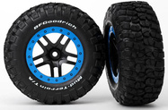 Traxxas roue 2.2/3.0", jante SCT Split-Spoke noir-bleu, pneu KM2 (2)