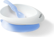 BABYONO Schüssel mit Saugnapf und Löffel blau 230 ml 6m+