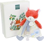 Doudou Darčeková sada Plyšová líška Romarin s úchytom na cumlík 19 cm