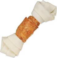 Pochúťka Trixie DentaFun byvolia koža obalená kuracím mäsom, kosť 15cm 70g