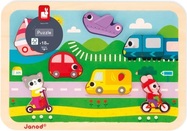 Janod Drevené vkladacie puzzle pre najmenších Dopravné prostriedky Chunky