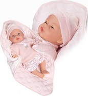 Antonio Juan 14365 BIMBA - žmurkacia bábika bábätko so zvukmi a mäkkým látkovým telom 37cm