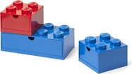 LEGO® stolné boxy so zásuvkou Multi-Pack 3 ks - červená, modrá