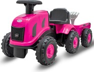 Detské odrážadlo traktor s vlečkou a náradim Baby Mix Benny ružové