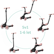QPLAY Romobil / guralica Sema Evo s LED svjetlima Coral Pink, dob 1 - 6 godina, do 50 kg
