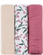 PETITE &amp; MARS Set Windeln Bambus Musselin 3er-Pack Moussy Pink Meadow 68 x 68 cm