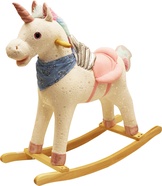 Unicorno a dondolo con effetti arcobaleno 74x30x65 cm