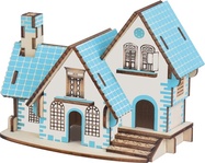 Woodcraft Drevené 3D puzzle Modrý dom