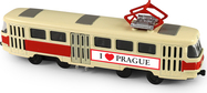 Kovová česká retro električka červená 16 cm PRAGUE otváracie dvere