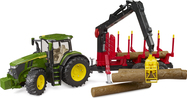 Tractor Bruder John Deere 7R 350 cu remorcă și grinzi