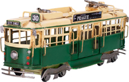 Električka zelená 28cm s nápisom Prague kov