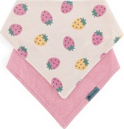 PETITE&amp;MARS Podbradník bandana Luke 2 ks Beige Strawberies&amp;Dusty Rose 3m+