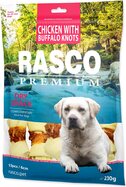 Pochúťka Rasco Premium byvolia koža obalená kuracím mäsom, uzly 6cm 230g