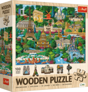 Trefl Drevené puzzle 1000 - Francúzsko - Slávne miesta