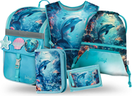 BAAGL SET 5 Zippy Delfin: ghiozdan, penar, sac, sort, portofel