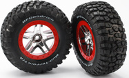Traxxas roue 2.2/3.0", jante SCT Split-Spoke argent-rouge, pneu KM2 (2) (avant 2WD)