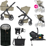 PETITE&amp;MARS Kombinált babakocsi ICON 2v1 Mossy Green XXL RWS + Core Pro i-Size Black Grey +