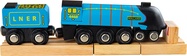 Bigjigs Rail Nachbildung der Mallard-Lokomotive aus Holz + 3 Schienen