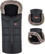 PETITE&amp;MARS Arctic 4in1 téli hálószák + Furry Forever Black kocsira való kesztyű