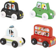 Janod Crossroads Mașinuțe din lemn Marea Britanie set 4 buc