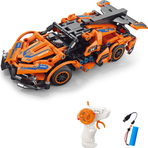Stavebnica Auto oranžové RC na diaľkové ovládanie 18,5 cm