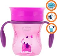 CHICCO Hrnek Perfect 360 s držadly 200 ml růžový 12m+